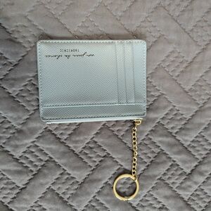 Elegant Blue Card Holder with Gold Chain